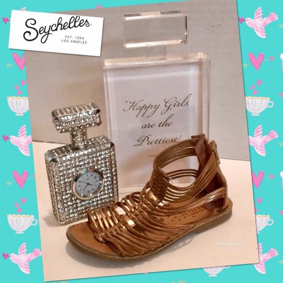 ✅✅REDUCED✅✅SEYCHELLES Little GIRL GLADIATOR GOLD SANDAL 10 🎄🎄GREAT BUY🎄🎄 - Picture 3 of 10